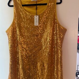 Gold Sequin Sparkle In’Voland Women's Sleeveless Top NWT